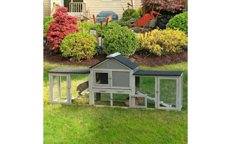 Pefilos 83 Large Rabbit Hutch Outdoor Hen House With Tray And Climb Ramp Wood Bunny Cage Chicken Coops Nesting Box For S