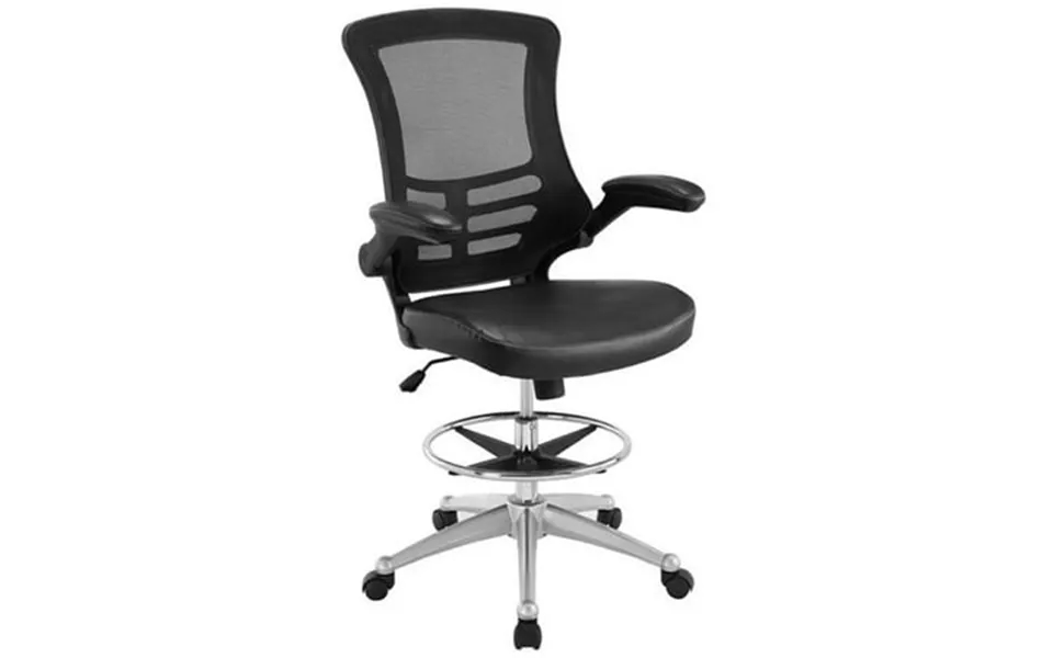 Pemberly Row Adjustable Mesh Back Drafting Chair Drafting Stool With Flip-up Arm In Black 360 Degree Swivel