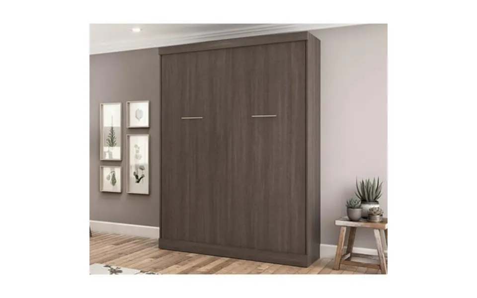 Pemberly Row Queen Size Murphy Wall Hidden Bed In Bark Gray