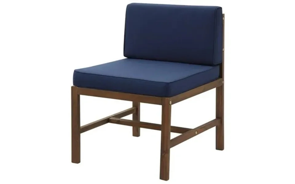 Pemberly Row Solid Acacia Wood Dining Side Chair In Dark Brown Navy Blue