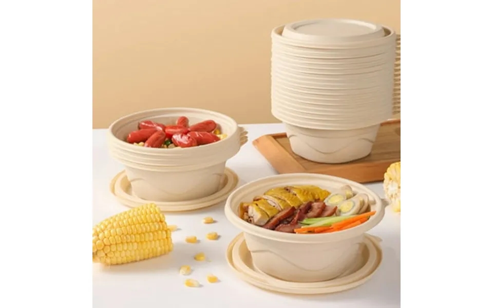 Penkiiy 20 Pack Take Out Food Containers With Lid Disposable Cardboard Meal Prep Containers Bagasse Paper Bowls Soup Ser
