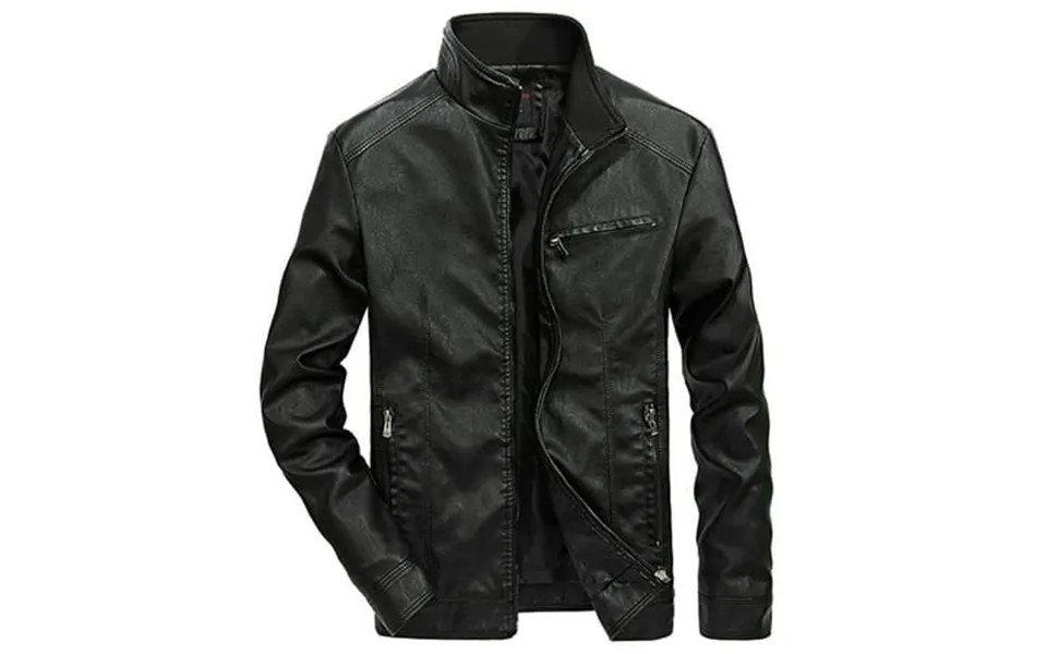 Penkiiy Men S Autumn And Winter Casual Baseball Uniform Leather Jacket Leather Jacket Shirt Jacket Polyester Black On Sa