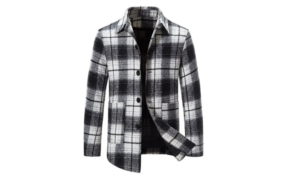 Penkiiy Men S Fashion Autumn And Winter Plaid Woolen Overcoat Coat Varsity Jacket Polyester Black On Sale