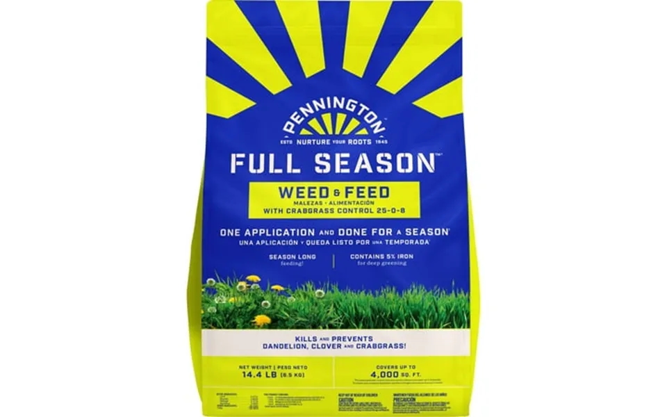 Pennington Full Season Weed And Feed Plus Crabgrass Control Lawn Food 25-0-8 Fertilizer 14