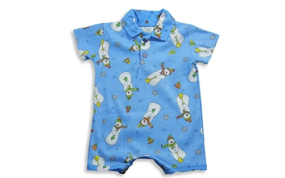 Pepper Toes By Baby Lulu - Baby Boys Short Sleeve Romper 16987-18months Blue Snowman