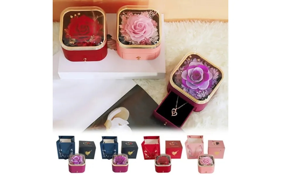 Perpetual Rose Flower Jewelry Box Acrylic Romantic Forever Eternal Flower For Birthday Anniversary Christmas Valentine S