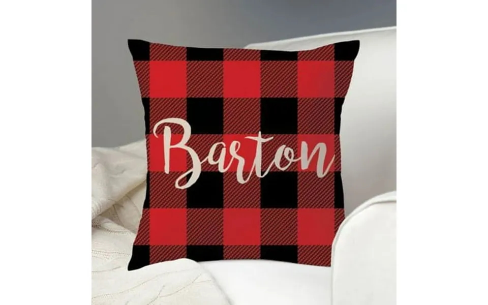 Personalized Holiday Plaid Throw Pillow