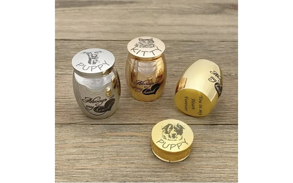 Personalized Pet Portrait Always In My Heart Mini Urn - Engravable Dog Cat Picture Ashes Holder Urn