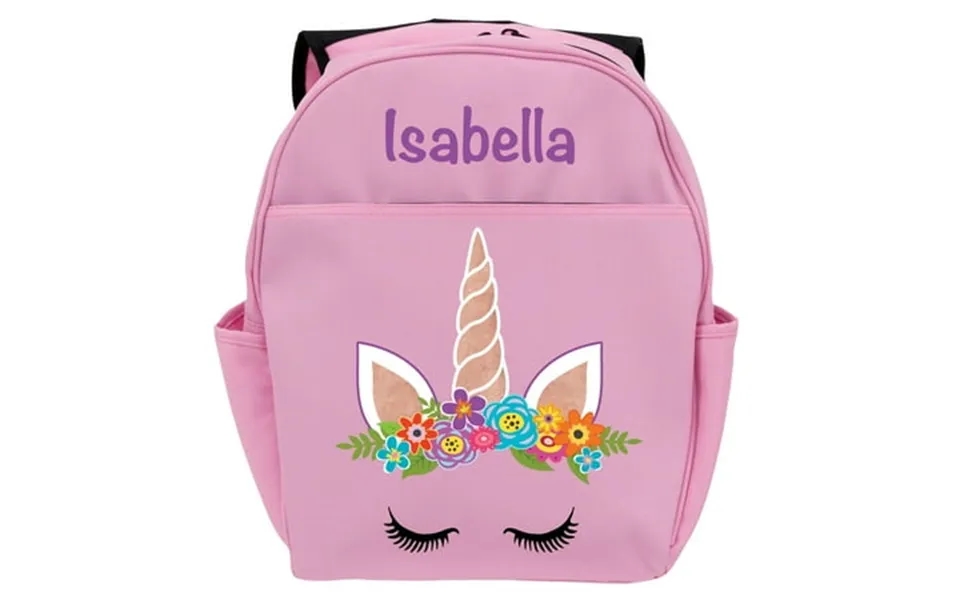 Personalized Pink Happy Unicorn Backpack With Adjustable Shoulder Straps And Carrying Handle 17 X 14