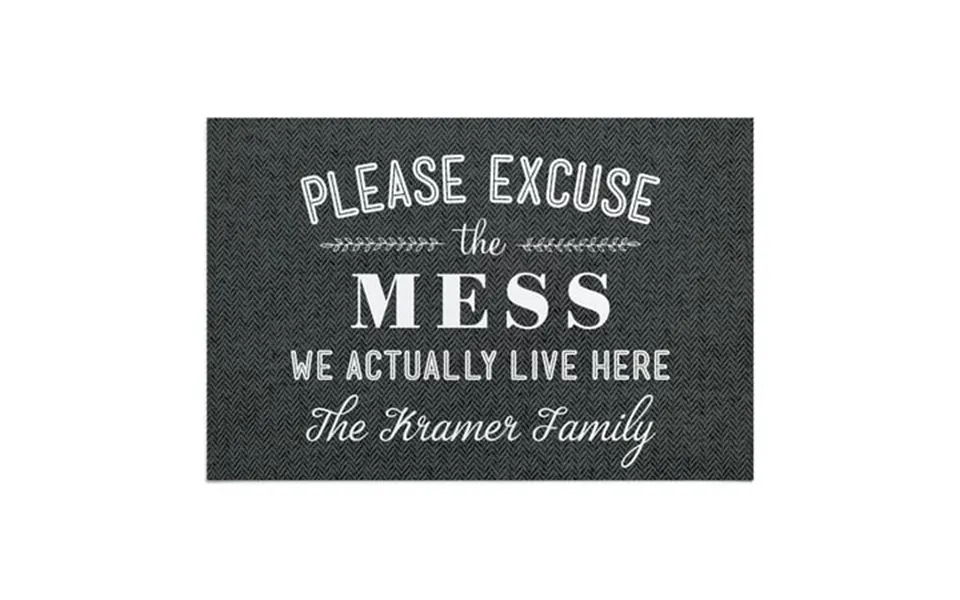 Personalized Planet 27x18 Please Excuse The Mess We Actually Live Here Doormat With Custom Family Name Printed On Gray R
