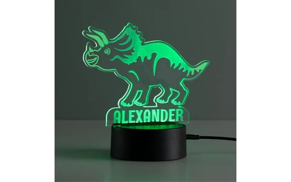 Personalized Planet Triceratops Multicolor Led Night Light With Custom Name Laser Engraved On Acrylic Design Insert