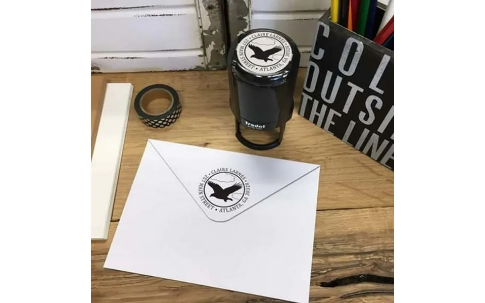 Personalized Round Self-inking Rubber Stamp - Eagle