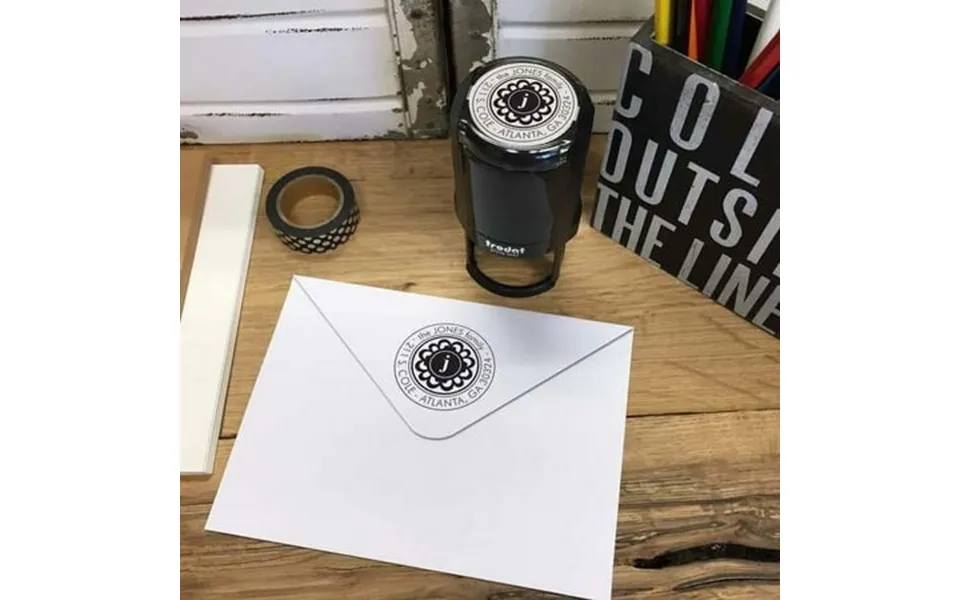 Personalized Round Self-inking Rubber Stamp - Jones Monogram