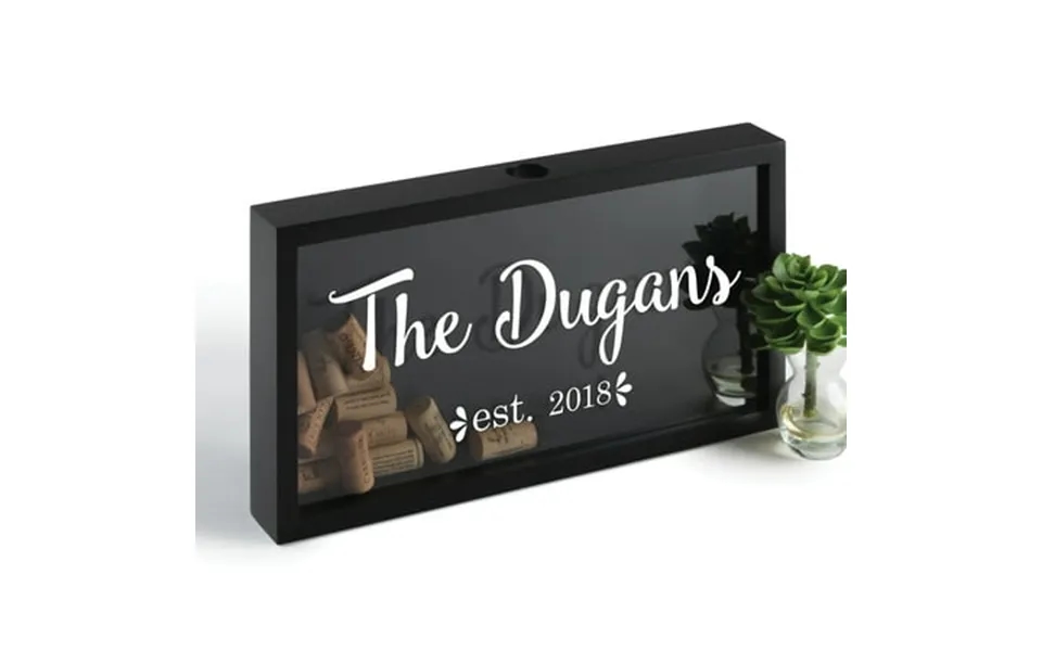 Personalized Wine Cork Shadow Box - Family Name