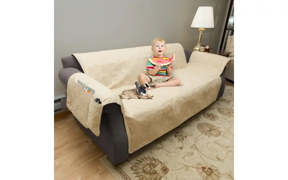 Petmaker Waterproof Nonslip 3-cushion Couch Cover For Pets Tan