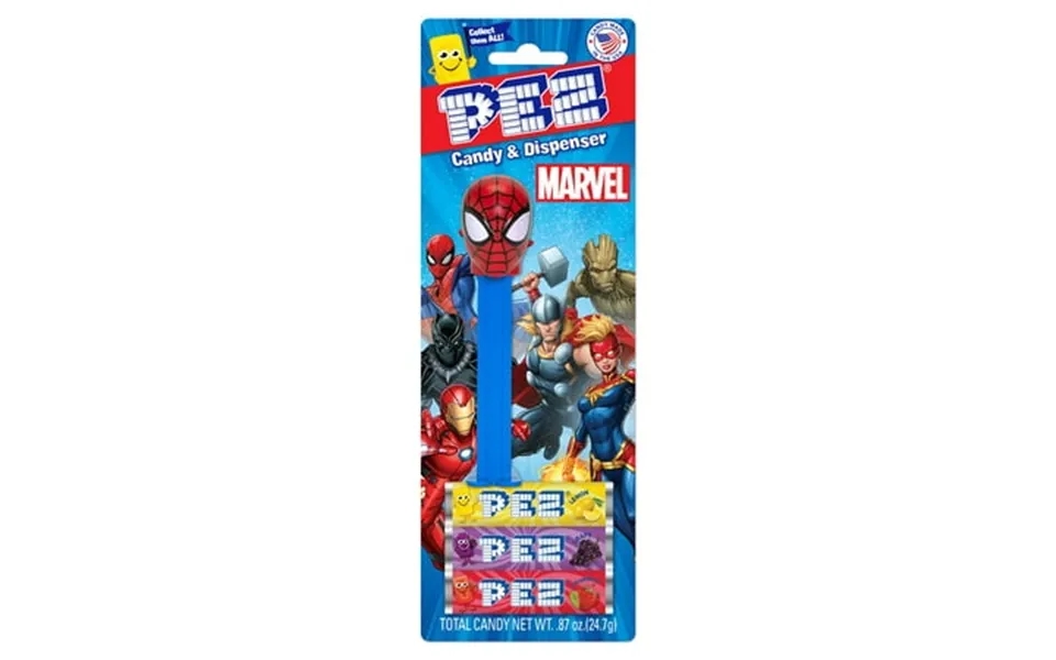 Pez Candy Marvel Assortment 1 Candy Dispenser Plus 3 Rolls Assorted Fruit Candy 1 Count 0