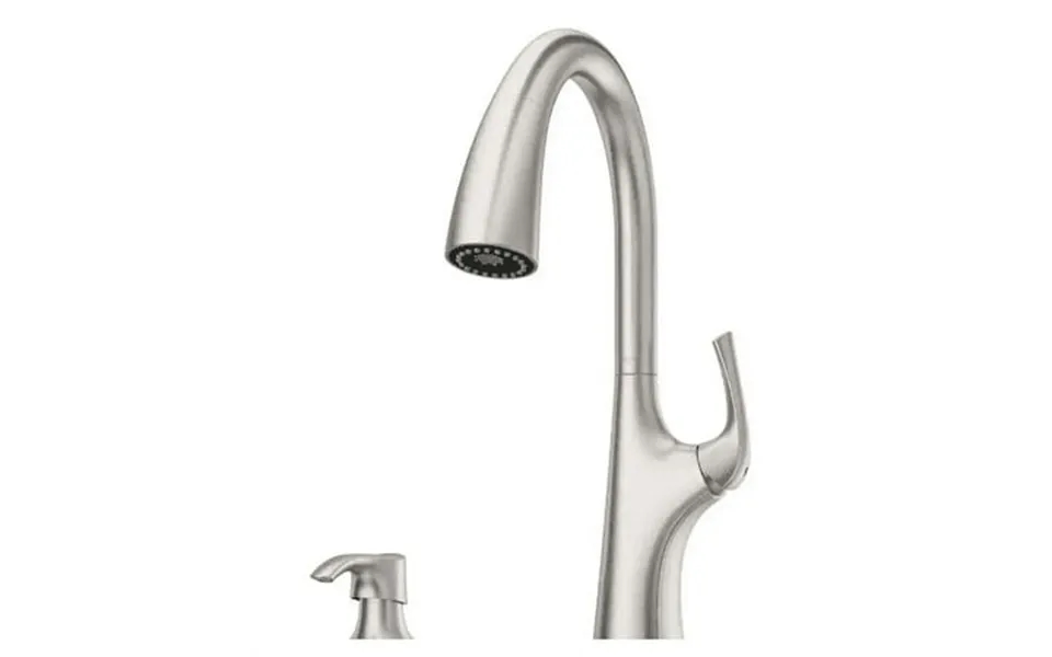 Pfister Ladera Single-handle Pull Down Sprayer Kitchen Faucet With Soap Dispenser In Defense Brushed Nickel