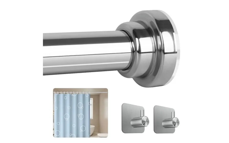 Phancir Shower Curtain Rod With 2 Hooks Adjustable 31-80 Inch Spring Tension Stainless Steel Telescoping Rod No Drill Fo