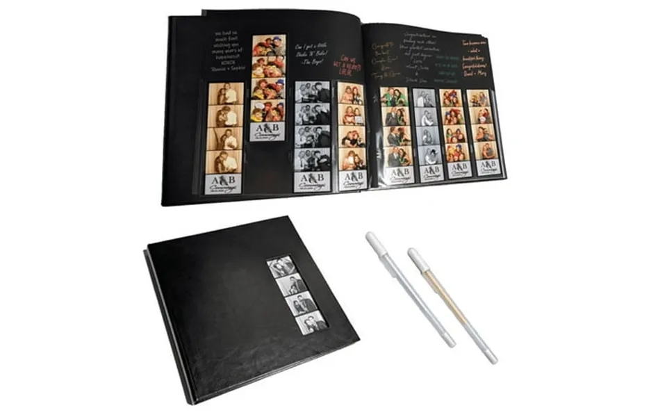 Photo Booth Scrapbook Album With Gel Pens Black Cover Black Pages 5 Count Bulk