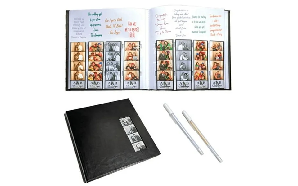 Photo Booth Scrapbook Album With Gel Pens Black Cover White Pages 5 Count Bulk