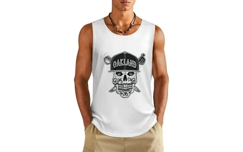 Phyhoo Men Day Of The Dead Sugar Skull Oakland And Vegas Tank Top M