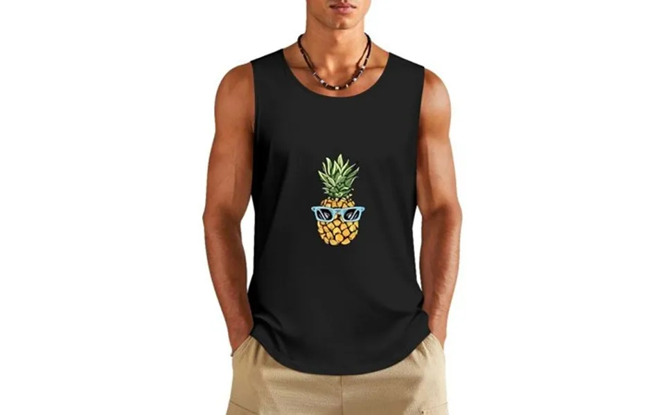 Phyhoo Men S Casual Round Neck Sleeveless Top Pineapple Print Tank Top 3xl