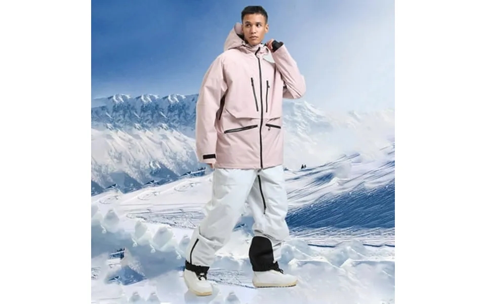 Pigogi Trench Coats Men Men S Winter Outdoor Sports Double-board Warm Breathable Windproof Ski Jacket Pink