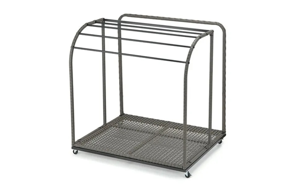 Pinypikaka Pool Towel Rack Outdoor With Rattan Base 5 Bar Free Standing Poolside Beach Towel Rattan Weaving Outdoor Towe