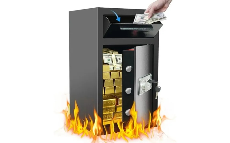 Pipleo 4 Cuft Safe Box Fireproof Waterproof Drop Money Safe With Digital Lock & Key 2-in-1 Drop Slot Security Safes For