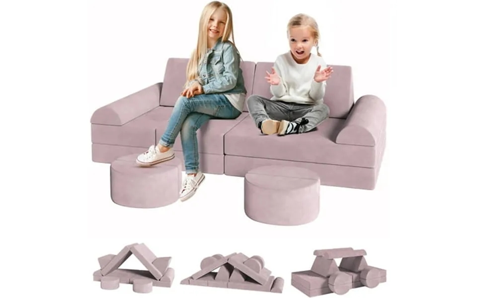 Pirecart Modular Kids Play Couch 14pcs Toddler Sofa Couch Creative Sectional Couch Play Set
