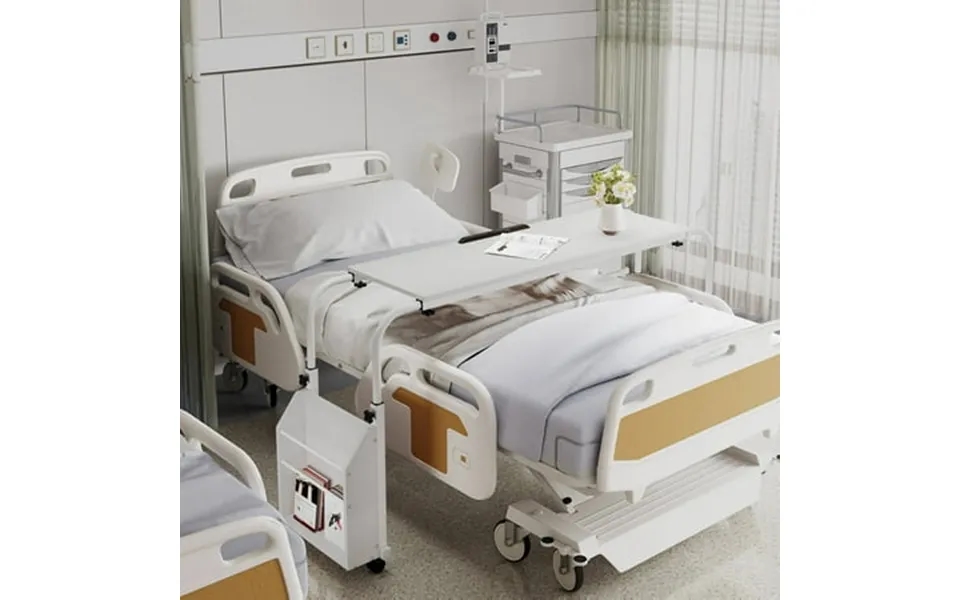 Pirecart Overbed Table With Wheels Height Adjustable Overbed Desk Standing Workstation Laptop Cart