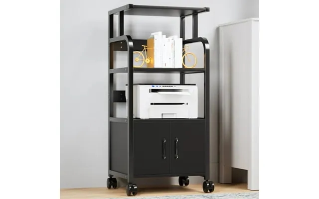 Pirecart Printer Stand - 4 Tier Rolling Printer Cart With Lockable Wheels Adjustable Printer Cabinet Wooden File Cabinet product image