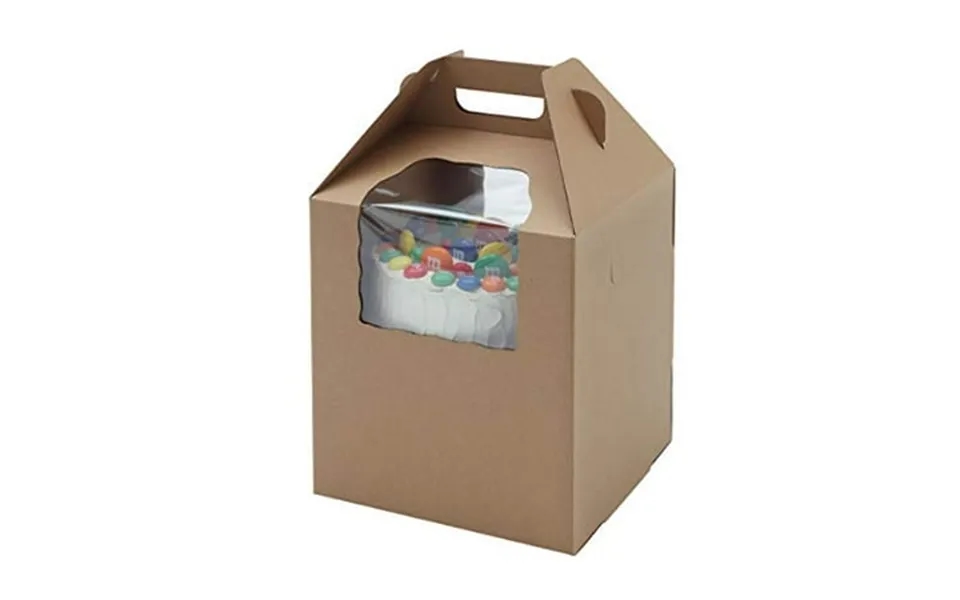 Plain Tall Kraft Kraft Cake-carrier Box 16 X 16 X 18 High With Window - 10 Pieces