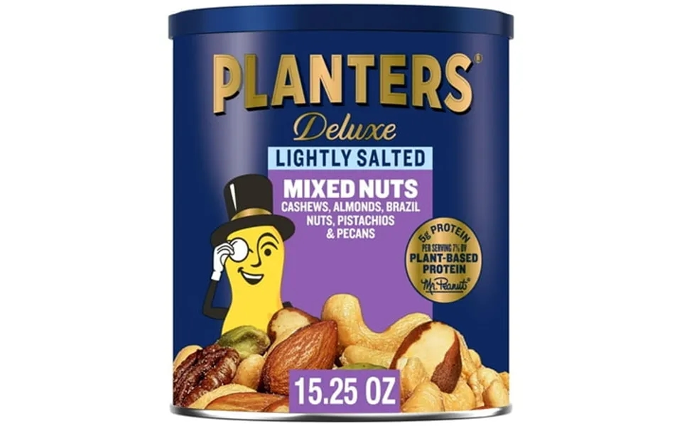 Planters Deluxe Lightly Salted Ypf5 Mixed Nuts Almonds Cashews Nuts Pistachios And Pecans Party Snacks Plant-based Prote