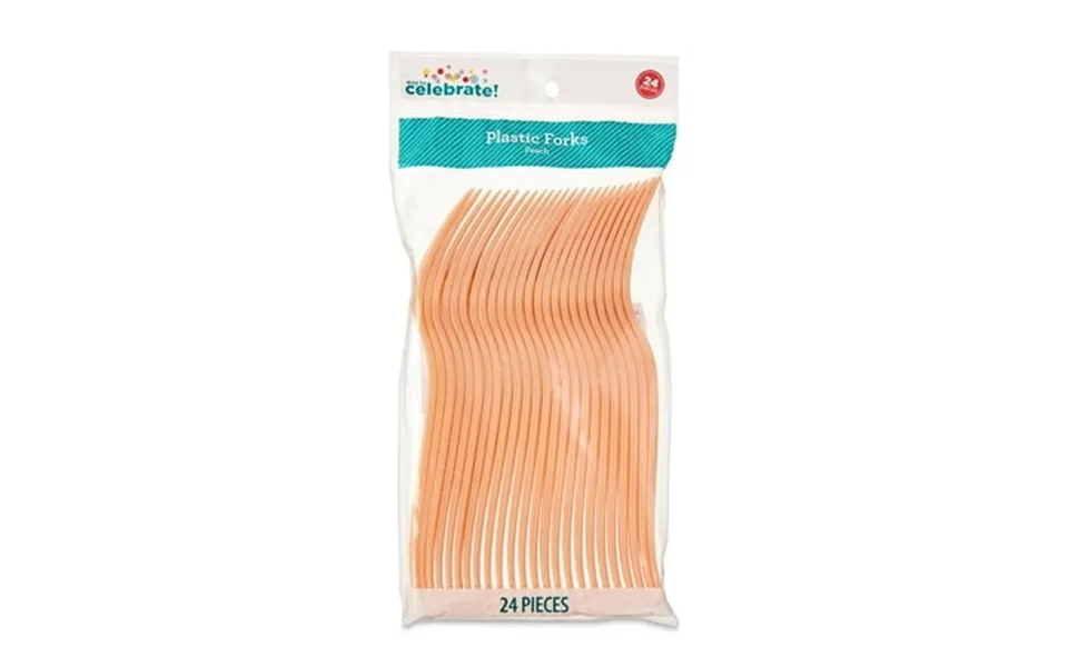 Plastic Disposable Forks Peach 24 Pieces By Way To Celebrate