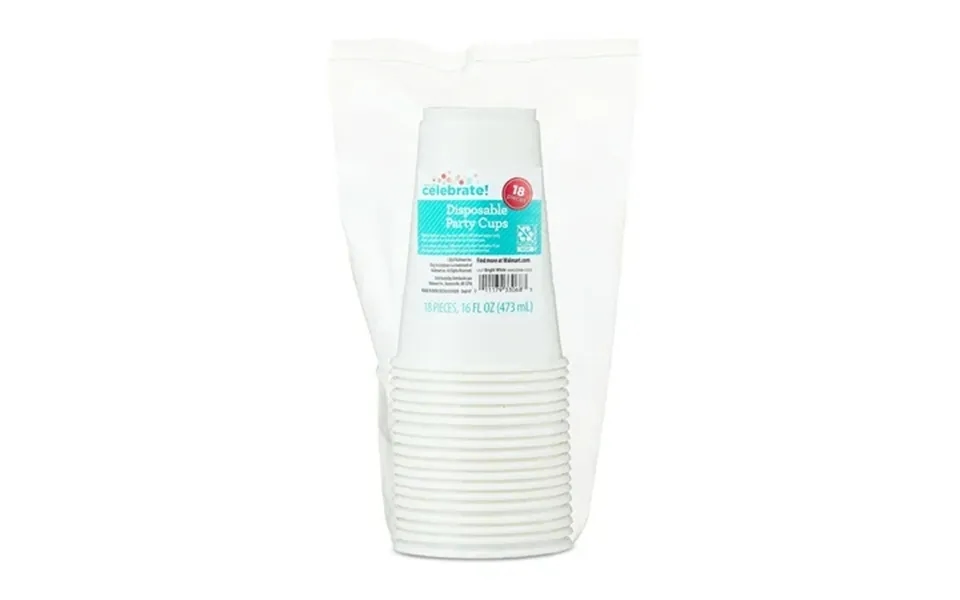Plastic Disposable Party Cups Bright White 16 Oz 18 Pieces By Way To Celebrate