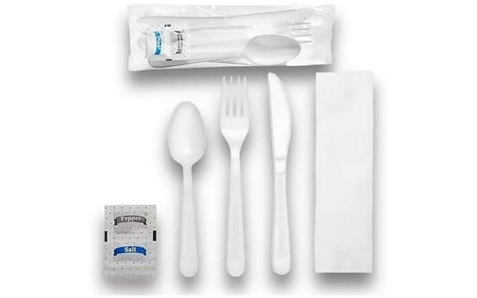 Plastic Utensils Silverware Wrapped Combo Set Bulk Variety Pack Disposable Cutlery Party Supply Heavy Duty Forks Spoons