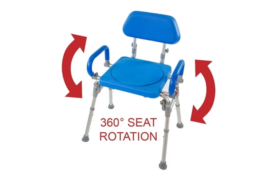 Platinum Health Liberty Folding Bath Shower Chair With Rotating Swivel Seat Padded Back Armrests