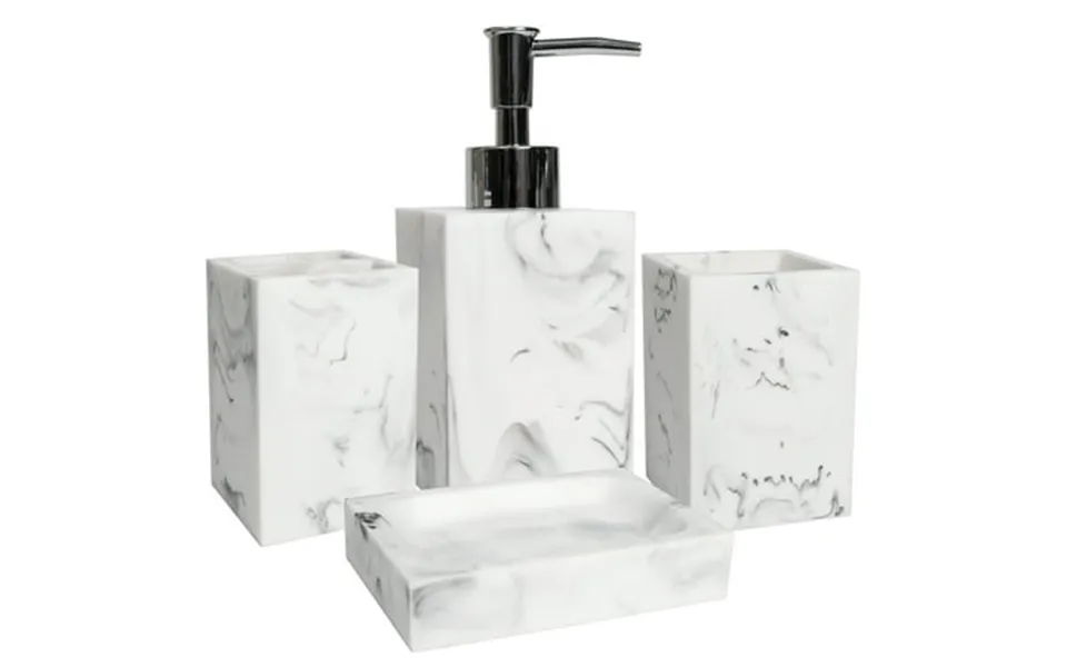 Plaza Poly Resin Bath Accessory Collection 4 Piece Bathroom Set