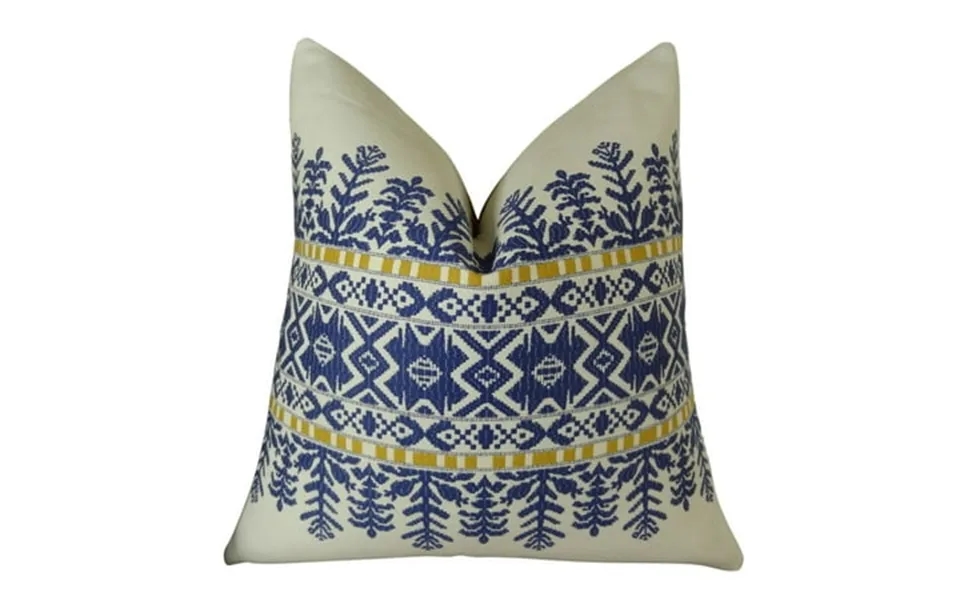 Plutus 20 X 36 In. King Size Aztec City Handmade Throw Pillow - Blue & White