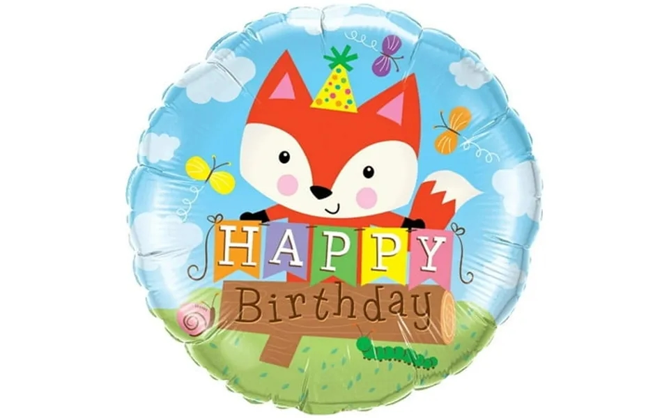 Pmu Happy Birthday Party Fox 18 Inch Mylar-foil Balloon Pkg 1