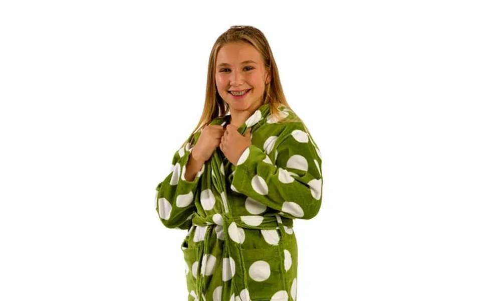 Polka Dotted Girls Robes Cotton Bathrobes Robes For Girls Green Medium