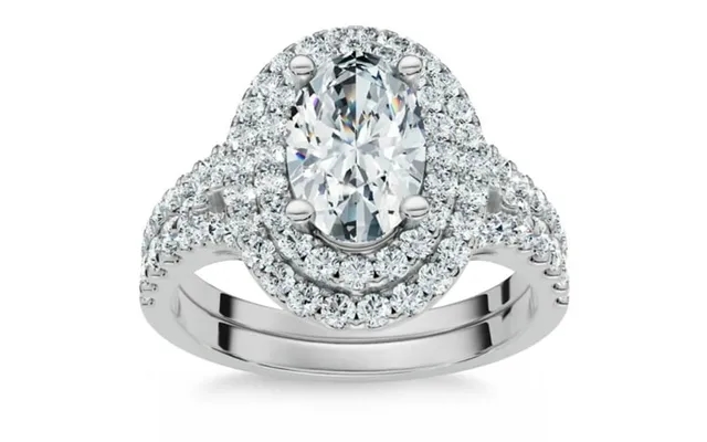 Pompeii 1 5 8ct Oval Double Halo Diamond Engagement Ring Set 14k Gold Lab Grown F G Vs2 product image