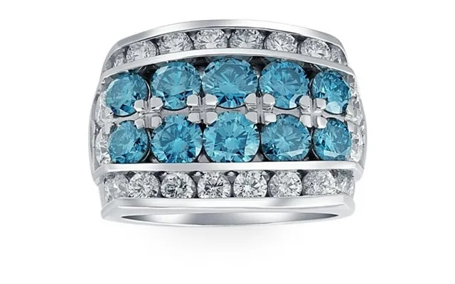 Pompeii 7ct Blue Diamond Men S Four Row Anniversary Ring In 10k White Gold Blue Vs1-vs2 product image
