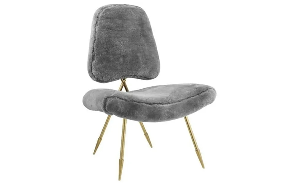 Ponder Upholstered Sheepskin Faux Lounge Chair Eei-2810-gry