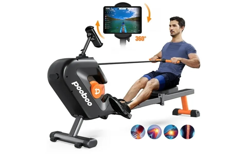 Pooboo 85% Pre-assembled Magnetic Rowing Machines Rower Foldable 8 Level Resistance Indoor Rower Machines Home Exercise