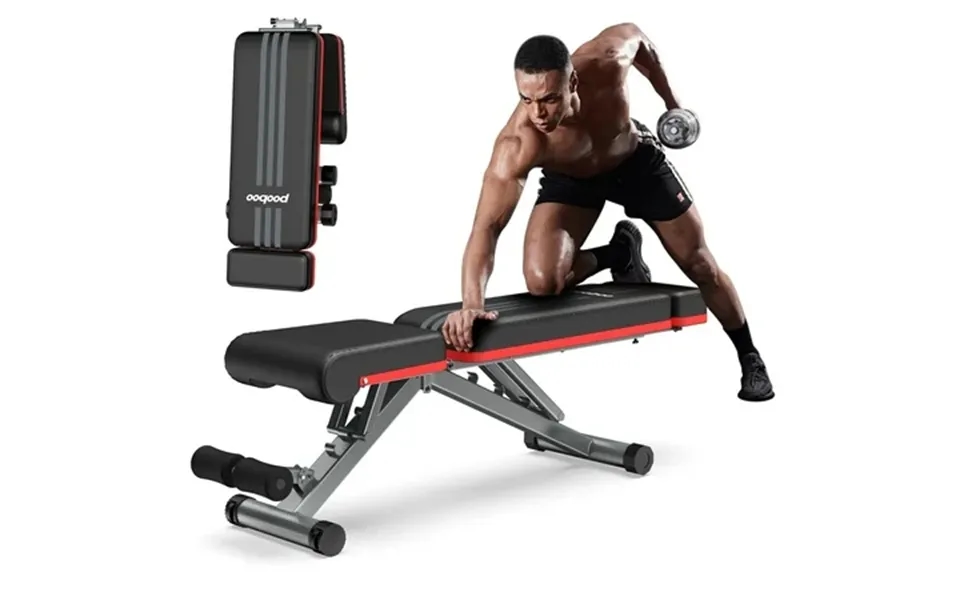 Pooboo Adjustable Weight Bench Foldable Incline Bench Home Gym Workout Dumbbell Bench Strength Training Bench Support Up