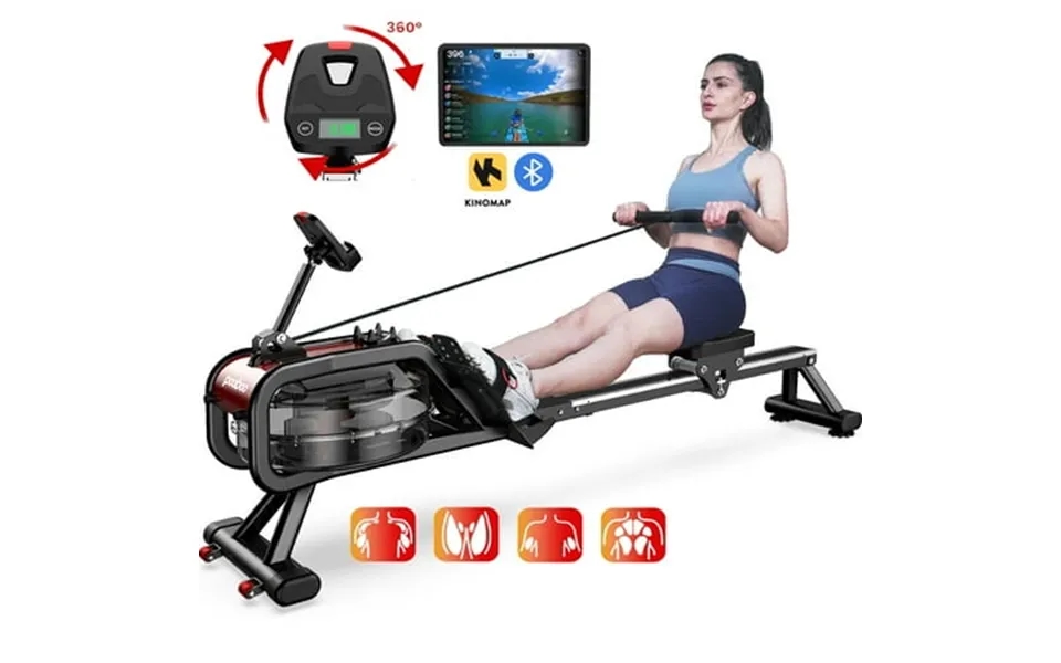 Pooboo Build-in Bluetooth Water Rowing Machines Rower Foldable Indoor Rower Machines Home Exercise 350lb