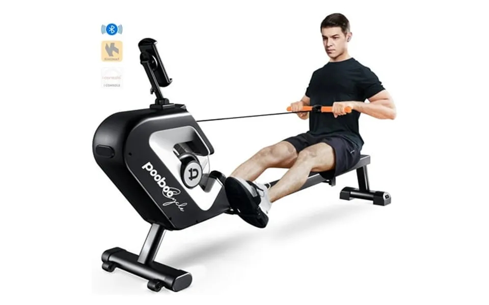 Pooboo Row Machine Magnetic Rowing Machine Indoor Foldable Rower With 8 Level Adjustable Quiet Magnetic Resistance Ergon