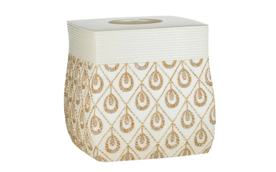 Popular Bath Seraphina Bathroom Tissue Box Cover- Beige Gold